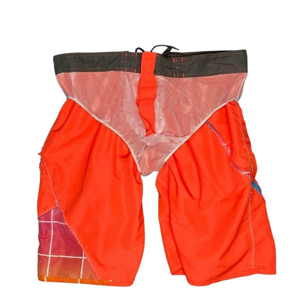 Zone Zero Board Shorts Mesh Lined Swim Trunks Drawstring Men 2XL 80's Retro Neon